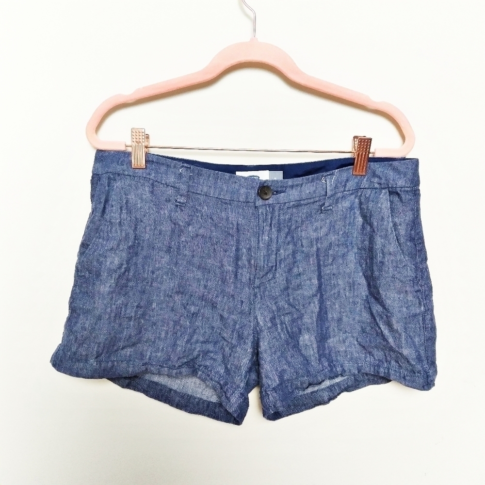 Old Navy Blue Lightweight Linen Blend Mid Rise Shorts Size 8